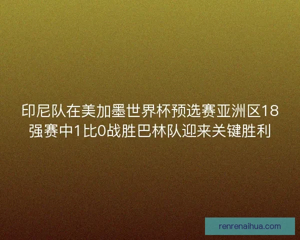 印尼队在美加墨世界杯预选赛亚洲区18强赛中1比0战胜巴林队迎来关键胜利